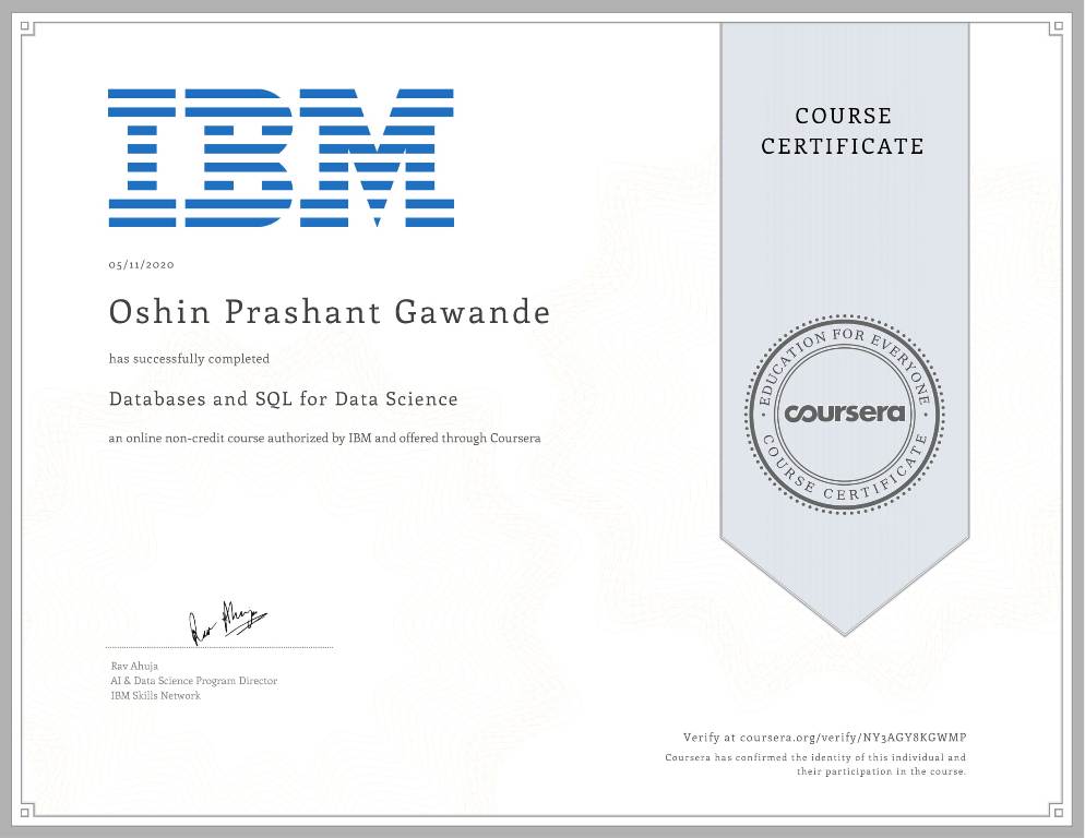 Certificates