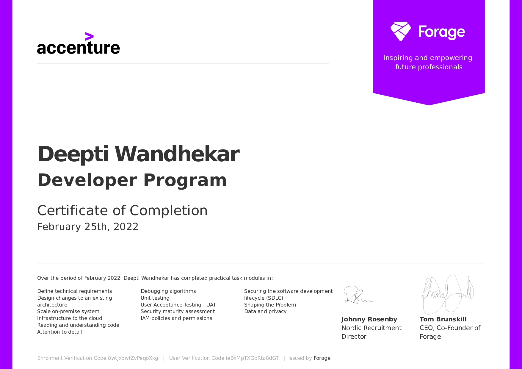 Certificates