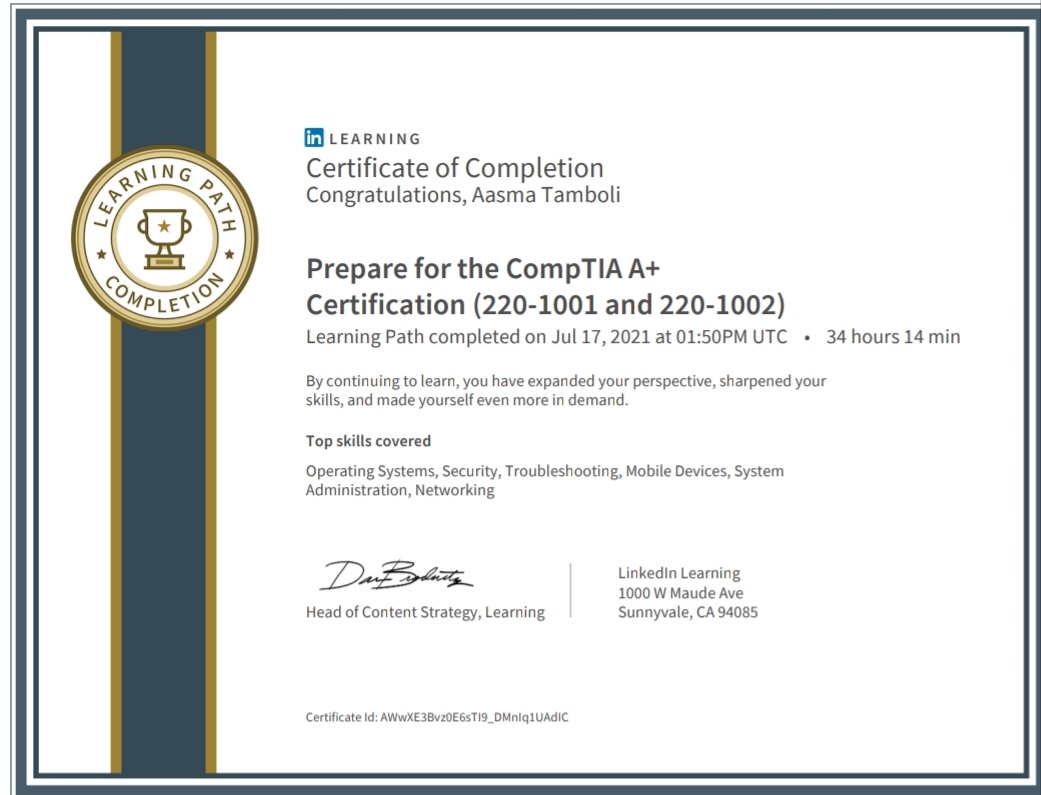 Certificates