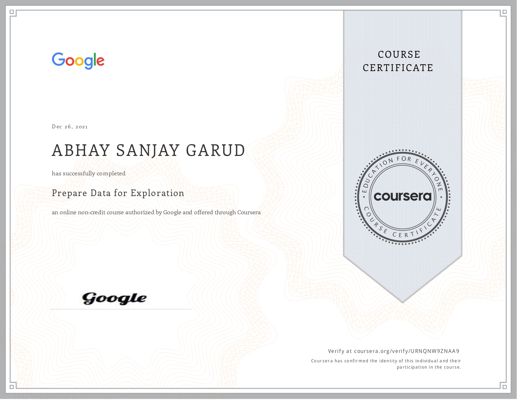 Certificates